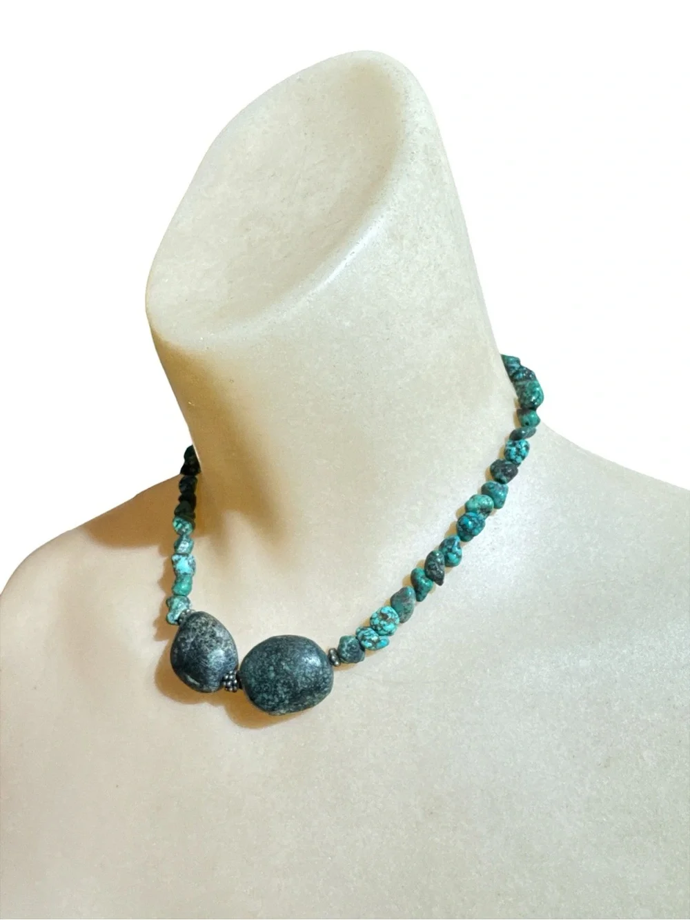 Vintage Chunky Tibetan Turquoise Choker Necklace Chunky Turquoise Choker 15.5”